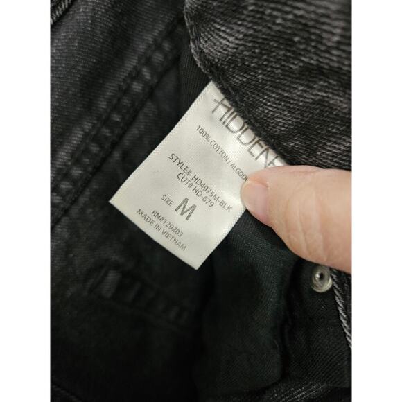 Hidden Black/Gray Distressed High Waisted Jean Shorts Women Sz Medium Button Up - Picture 7 of 7